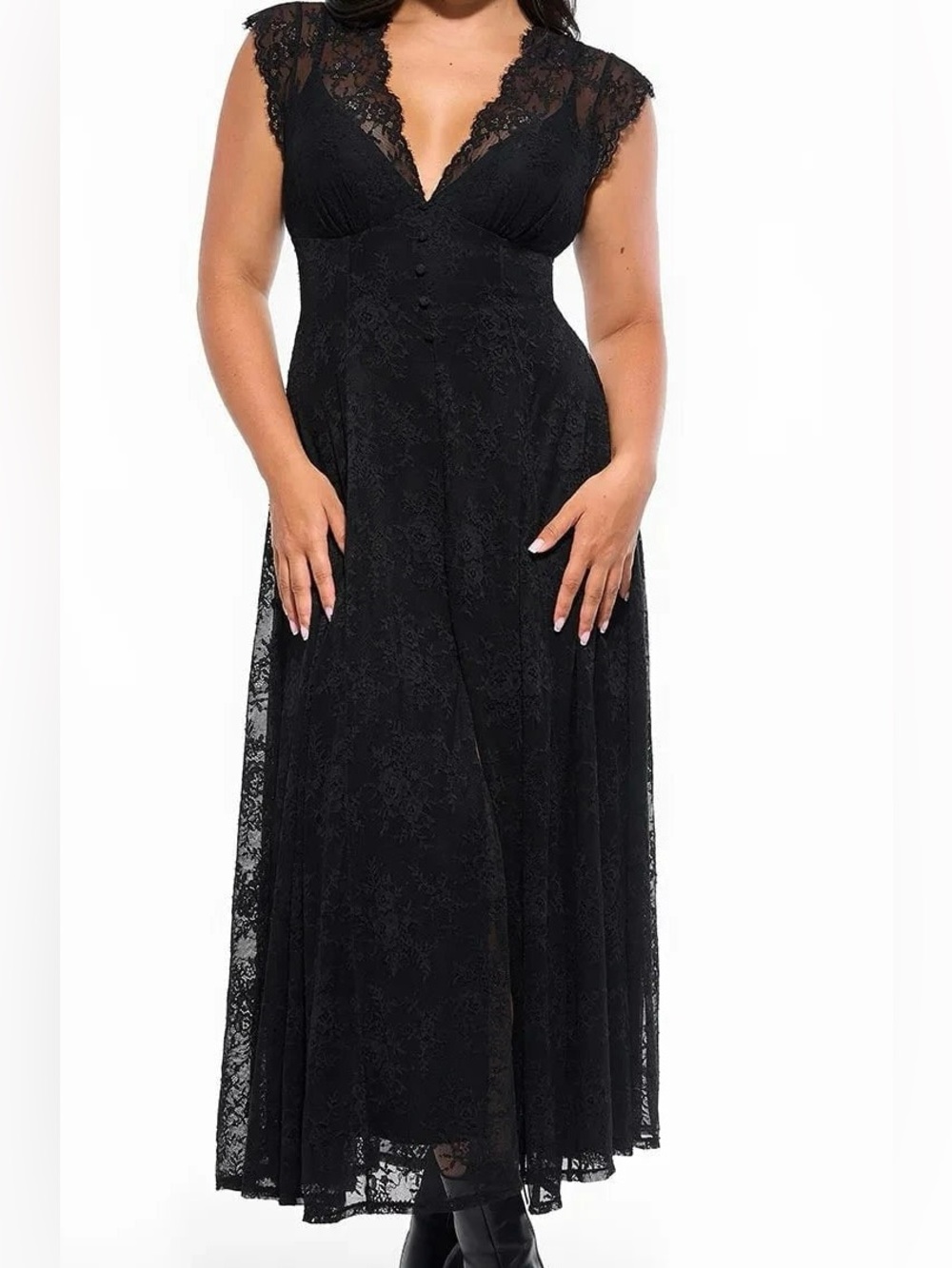 Shapewear Boho Floral Lace Front
Slit Maxi Dress